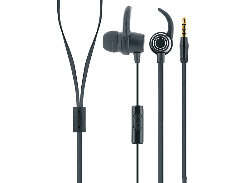 SCHWAIGER -KH470S 513-, In-ear Kopfhörer mit Slimkabel und integriertem Mikrofon Schwarz