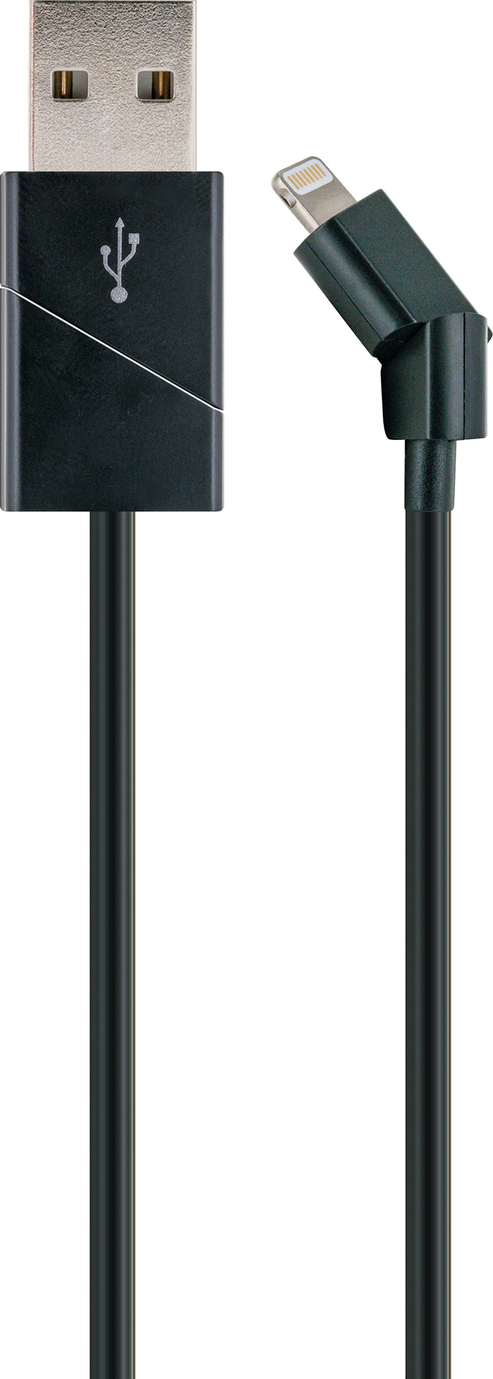 SCHWAIGER -LKW120L 533-, Apple Lightning A Stecker, Ladekabel Schwarz Apple 1,2 Sync drehbar & zu Lightning 2.0 USB m, Stecker