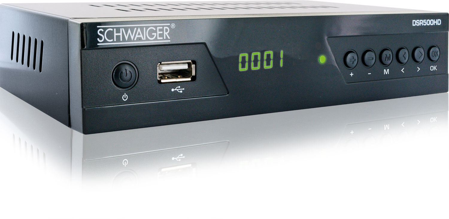 SCHWAIGER Air to Schwarz) Satellitenreceiver Free (DVB-S2, FULL -DSR500HD- (FTA) HD