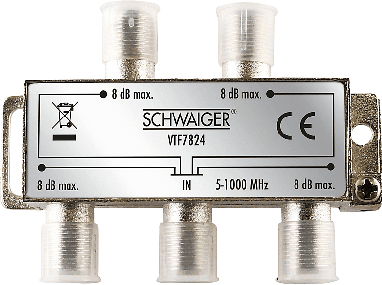 SCHWAIGER -VTF7824 531- 4-fach Verteiler (8 dB) für Kabel- und Antennenanlagen