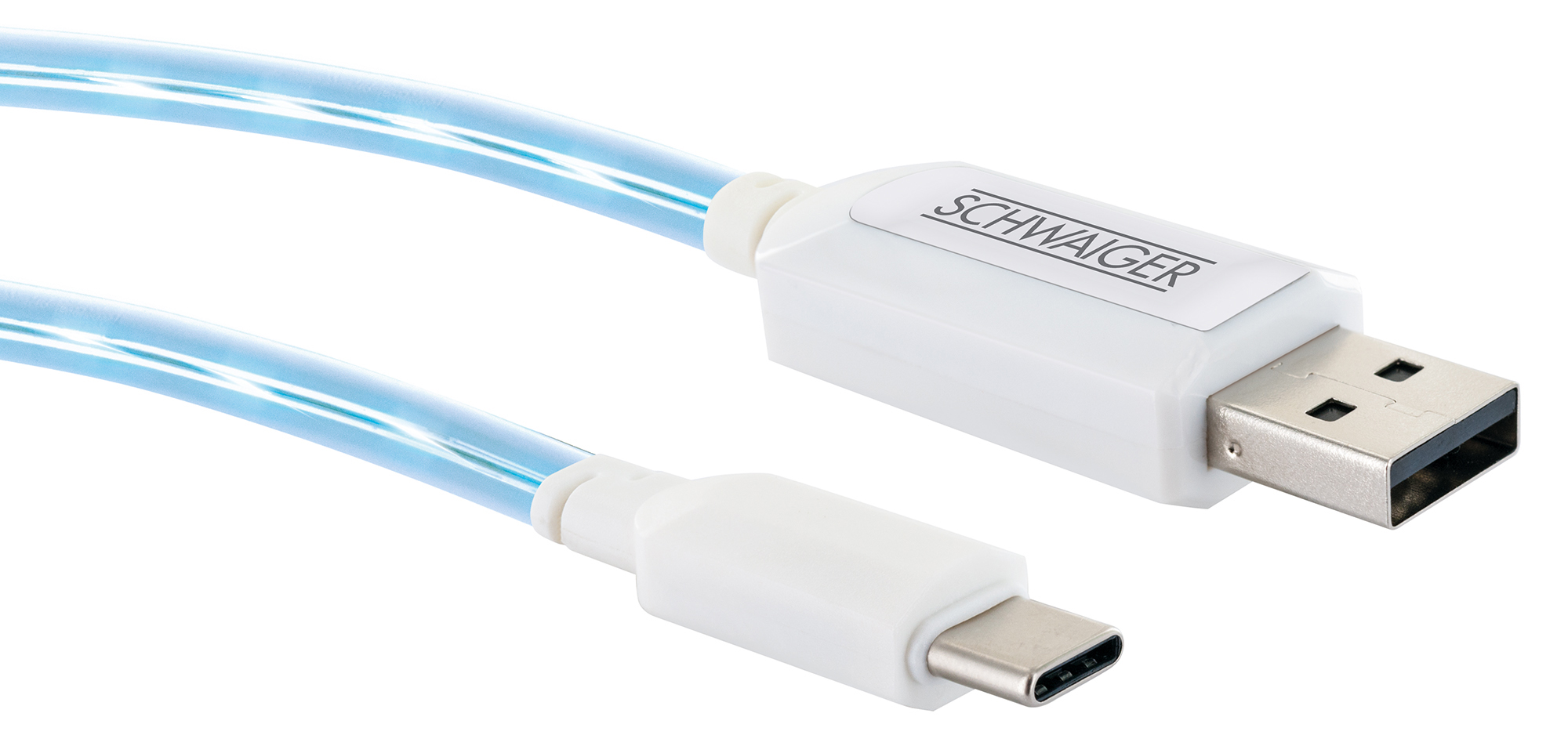 SCHWAIGER -LKL100C 532-, Type C USB USB Sync m, A (Type Stecker, 2.0 3.1 & Stecker leuchtend zu Weiß Ladekabel, C) 0,8