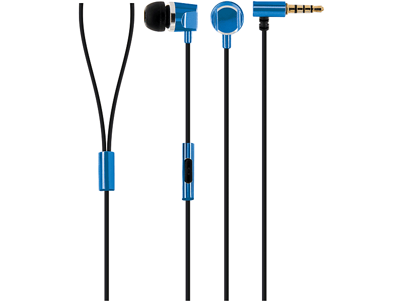 SCHWAIGER -KH410B 531-, mit Slimkabel In-ear und Kopfhörer Metallgehäuse Blau