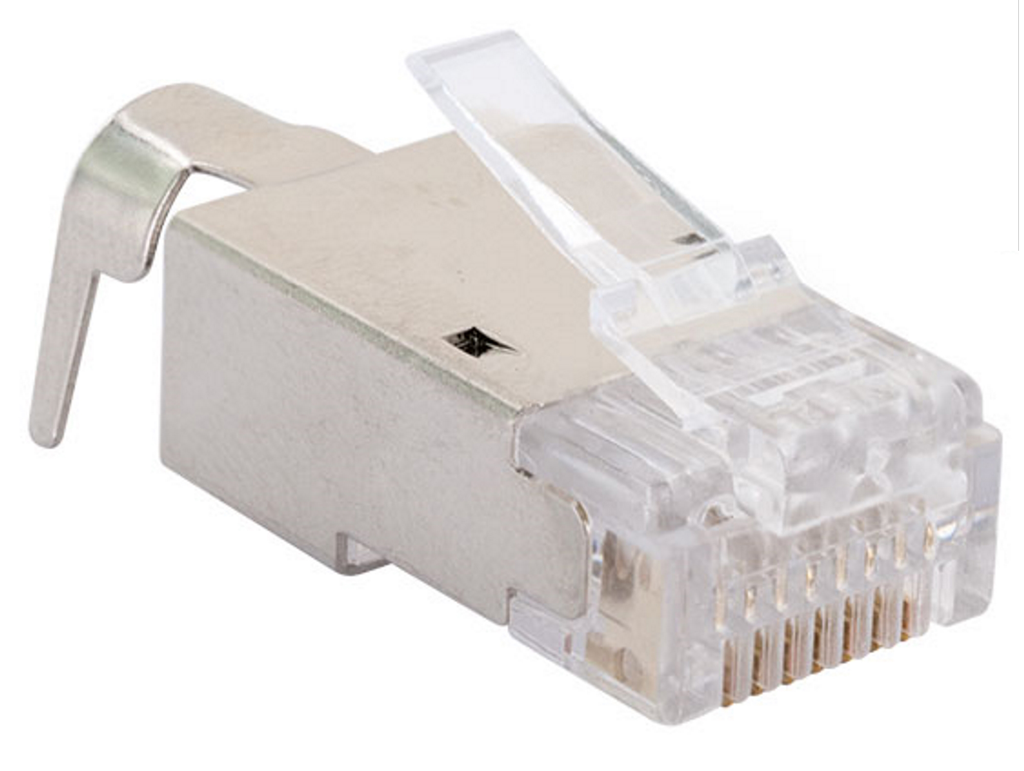 Netzwerkanschluss, silber und transparent.