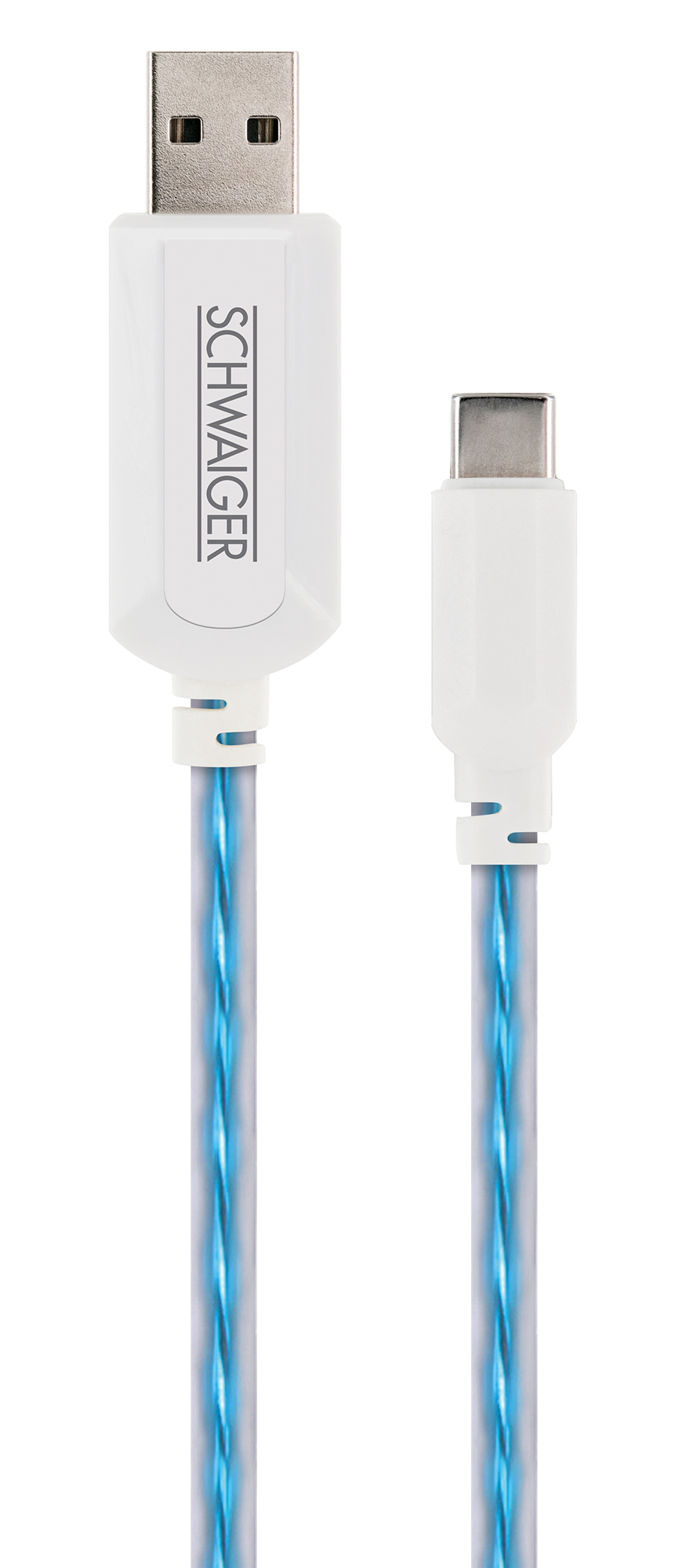 SCHWAIGER -LKL100C 532-, Type USB m, 2.0 leuchtend Ladekabel, C) (Type zu Stecker, Stecker Weiß Sync USB A 3.1 C & 0,8