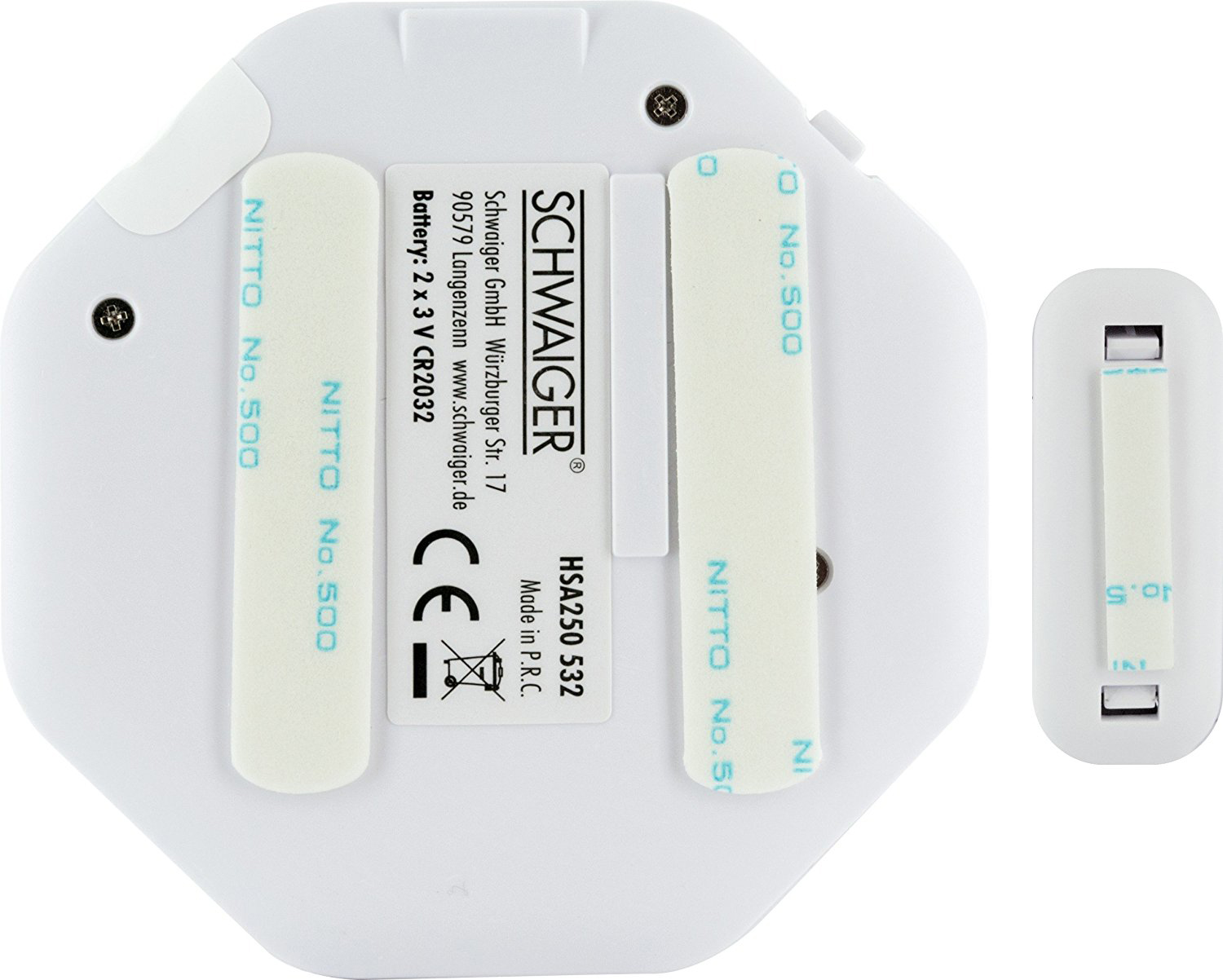 SCHWAIGER -HSA250 532- mit Magnetkontakt Weiß Glasbruchalarm