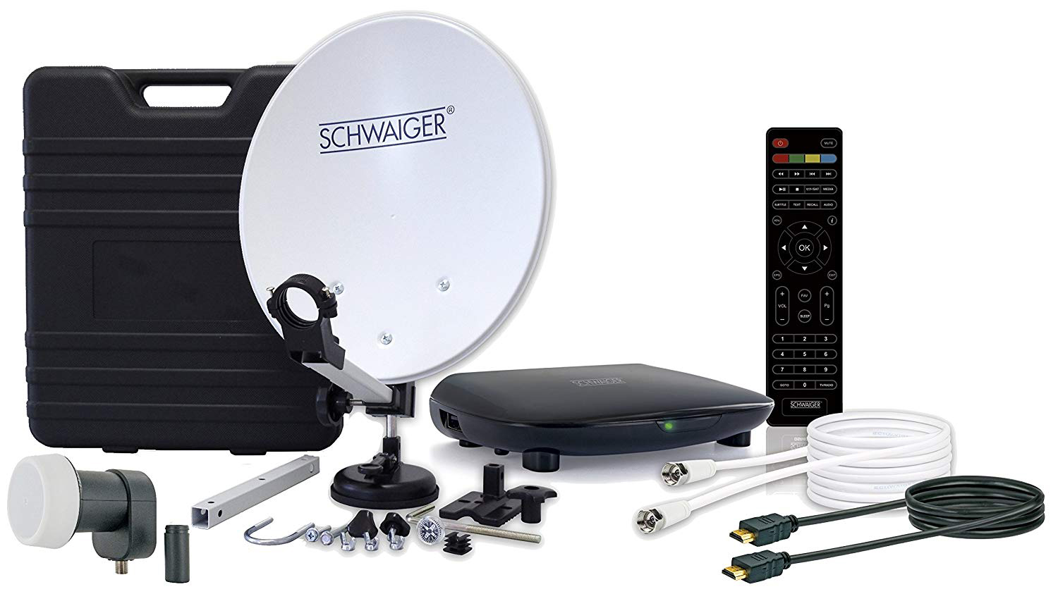 SCHWAIGER -SAT3400HD- Camping Satellitenanlage für mobilen den Single (35 Einsatz LNB) cm