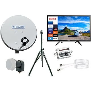 SCHWAIGER -TVSET3- Camping Sat Anlage mit 24 Zoll Smart LED TV mit vorinstalierten Apps (42 cm, Single LNB)