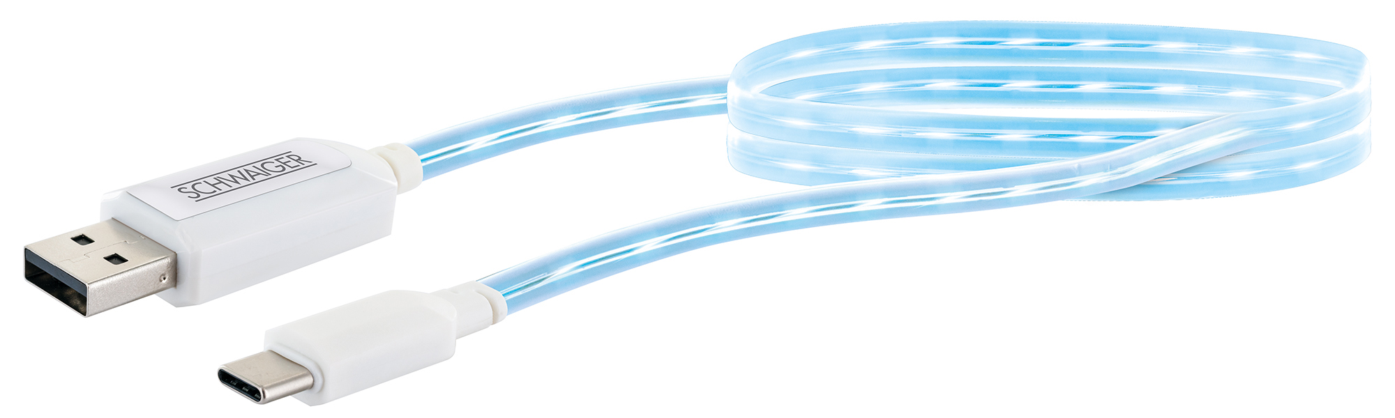 SCHWAIGER -LKL100C 532-, Type C USB USB Sync m, A (Type Stecker, 2.0 3.1 & Stecker leuchtend zu Weiß Ladekabel, C) 0,8