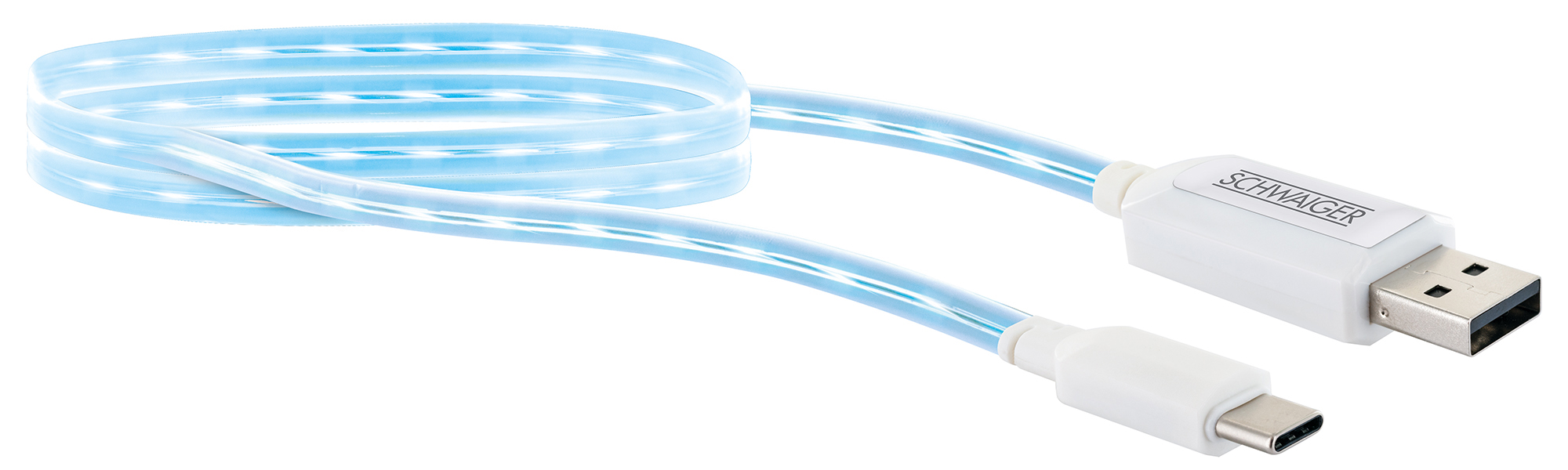 SCHWAIGER -LKL100C 532-, Type C USB USB Sync m, A (Type Stecker, 2.0 3.1 & Stecker leuchtend zu Weiß Ladekabel, C) 0,8