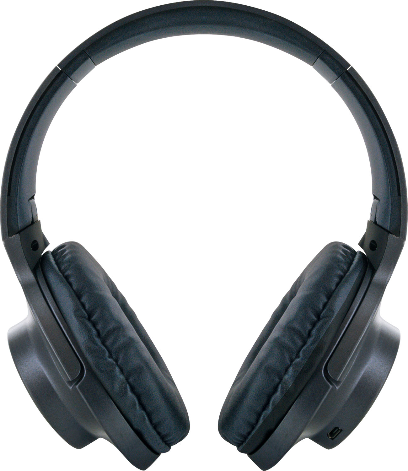 Cuffie over-ear nere. I padiglioni auricolari hanno cuscinetti, l'archetto è curvo.