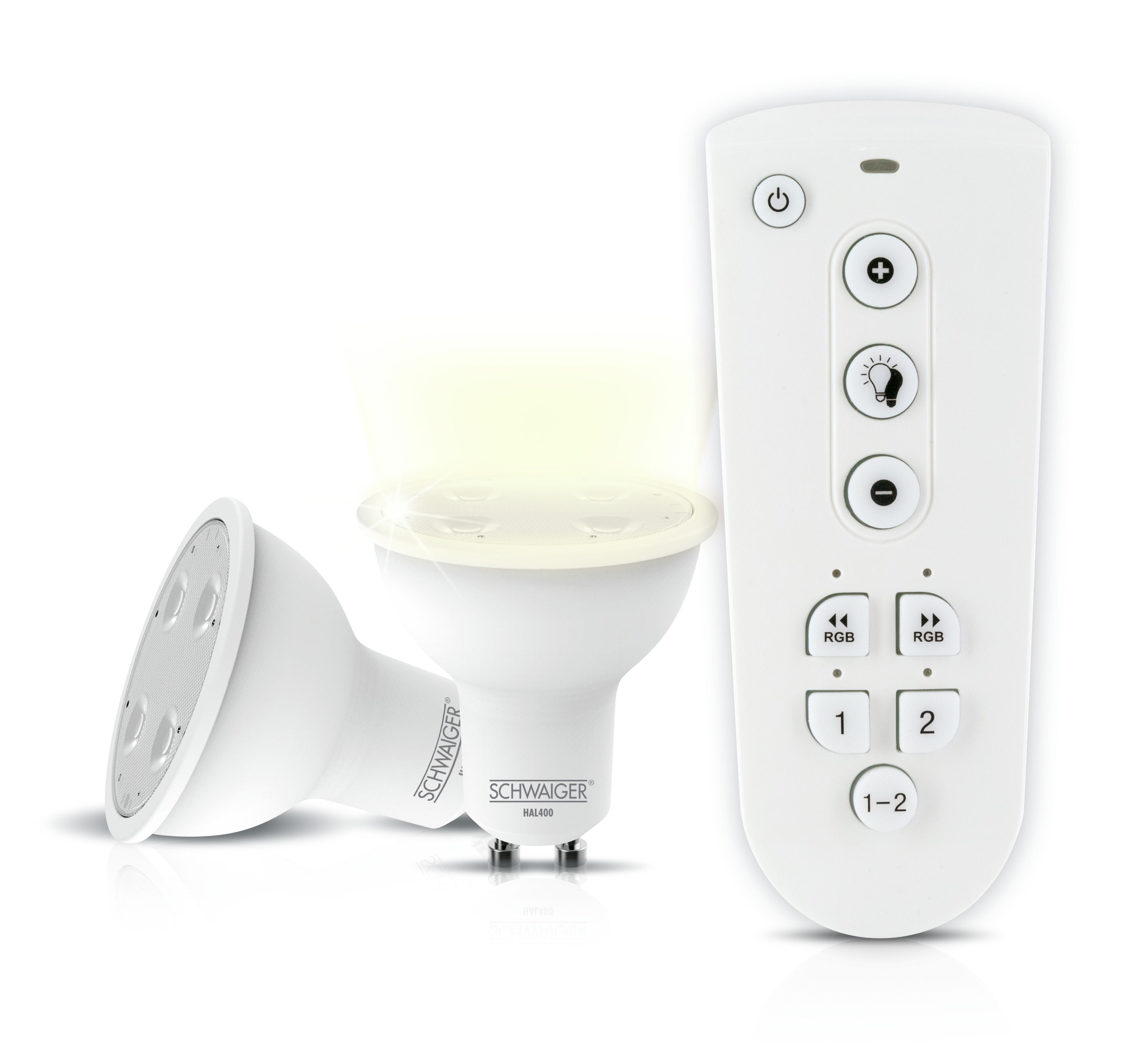 Set dimmbares Warmweiß Wohnlicht Leuchtmittel als SCHWAIGER -HALSET400- (GU10) LED