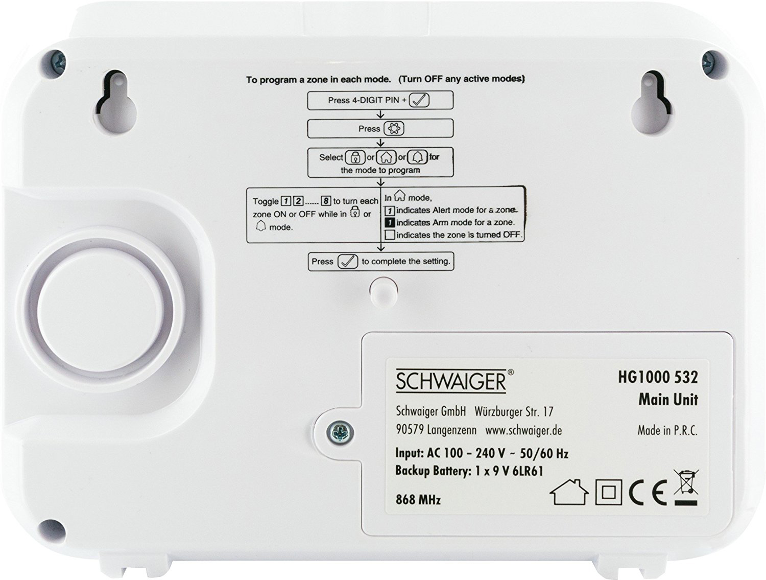 SCHWAIGER -HG1000 „Green erweiterbar Starter-Set 532- Funk-Alarm-System mit Guard“ Zentrale