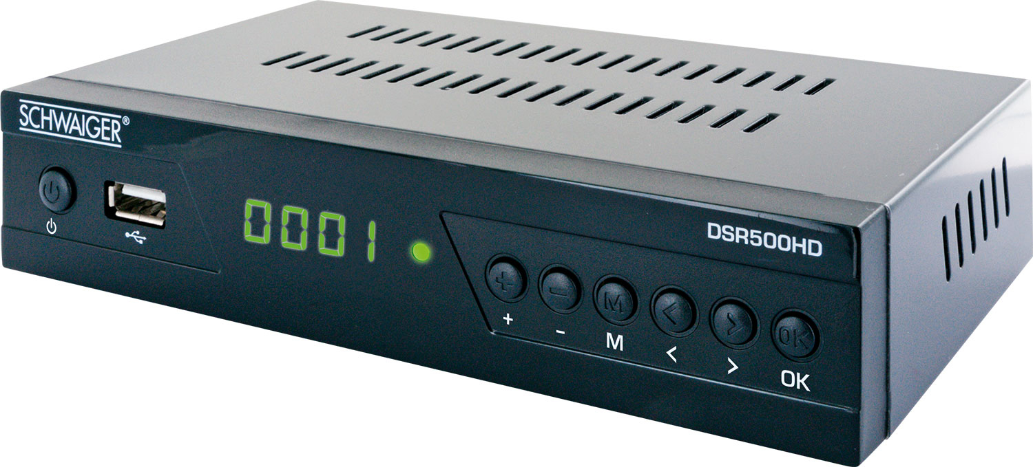 Schwarz) Satellitenreceiver HD -DSR500HD- Free SCHWAIGER to (FTA) FULL Air (DVB-S2,