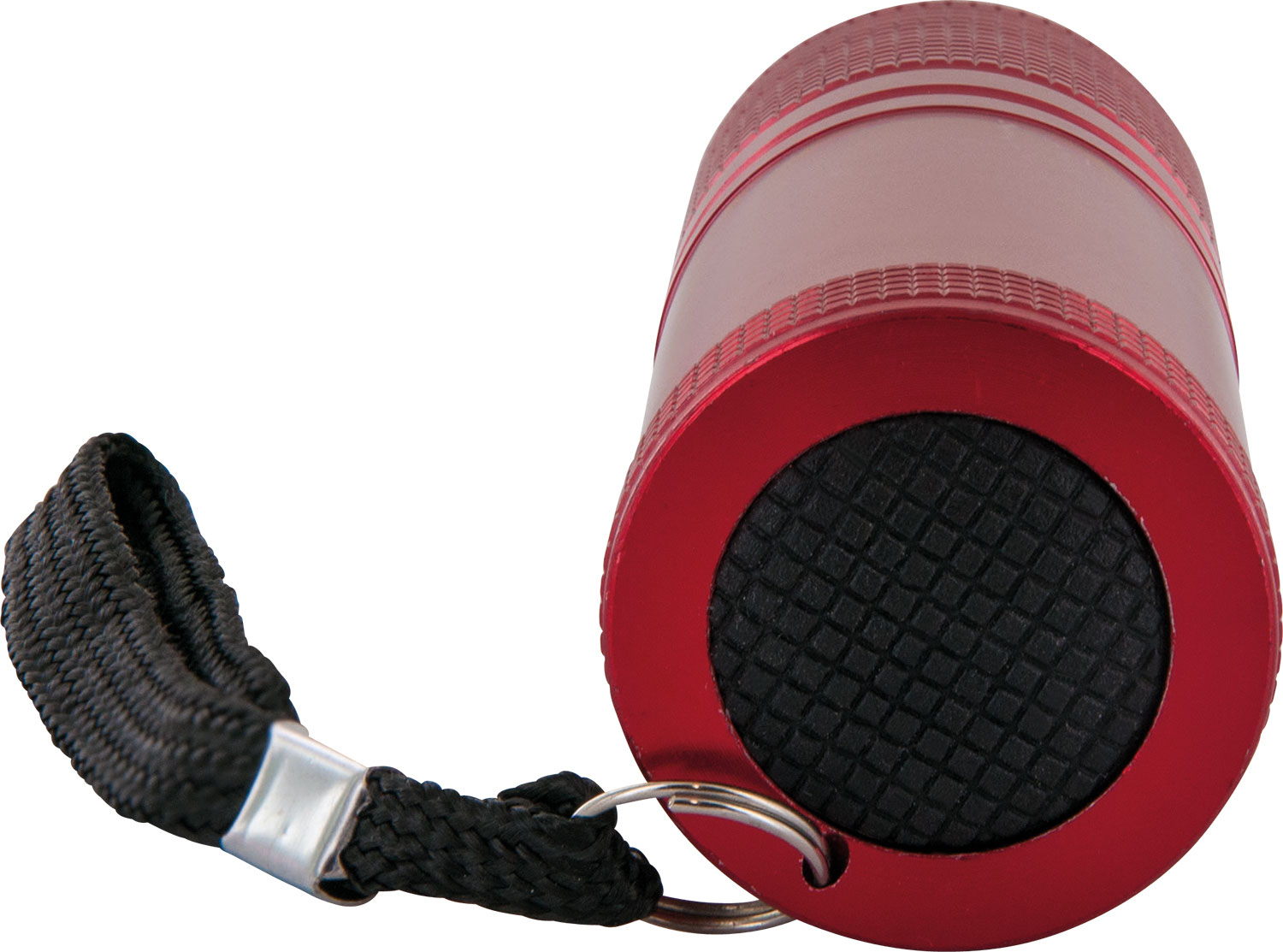 Czerwona latarka z paskiem na nadgarstek.