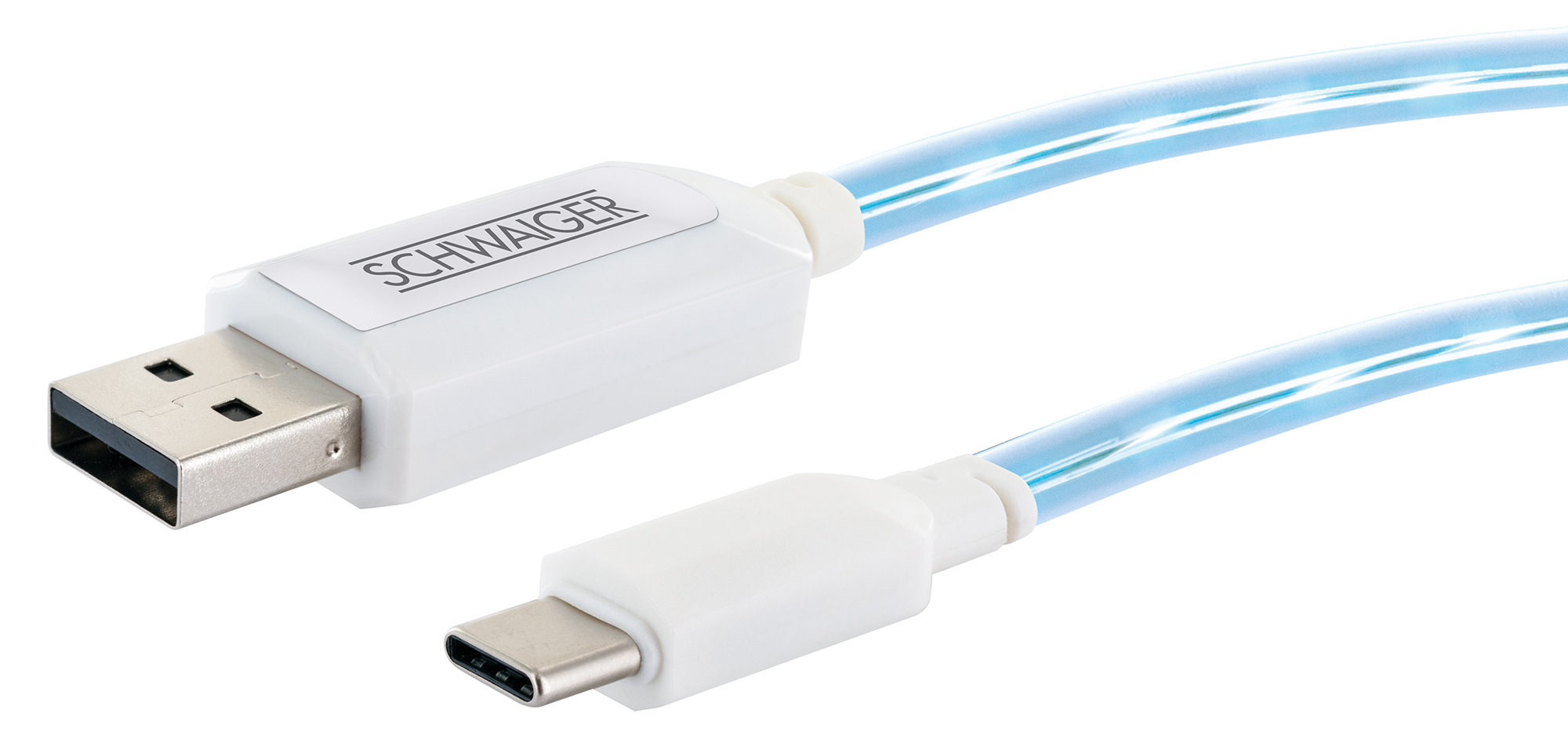 SCHWAIGER -LKL100C 532-, Type C USB USB Sync m, A (Type Stecker, 2.0 3.1 & Stecker leuchtend zu Weiß Ladekabel, C) 0,8