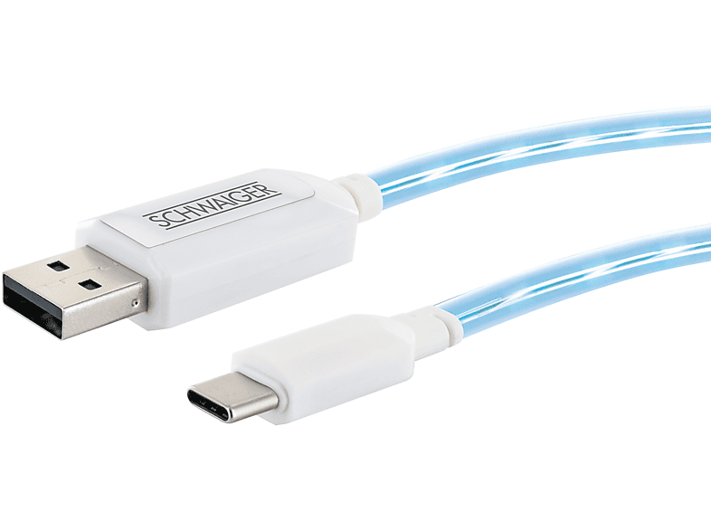 Weiß Type Ladekabel, 3.1 SCHWAIGER C) Sync A 532-, C -LKL100C (Type USB m, & USB Stecker Stecker, 0,8 zu 2.0 leuchtend