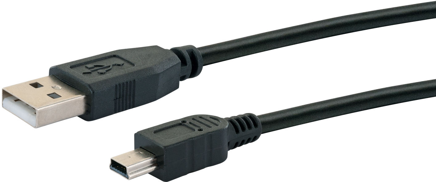 SCHWAIGER -CK1521 533-, USB Anschlusskabel Stecker zu Schwarz 2.0 USB 1 Stecker, 2.0 Mini-B A 2.0 m, USB