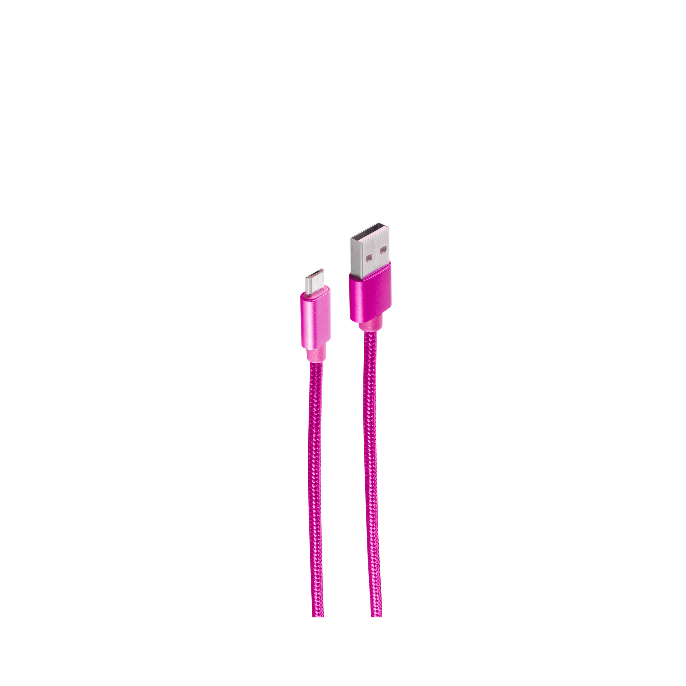 micro Synckabel 1,2m A/ B USB Lade- Nylon Ladekabel Pink SHIVERPEAKS und