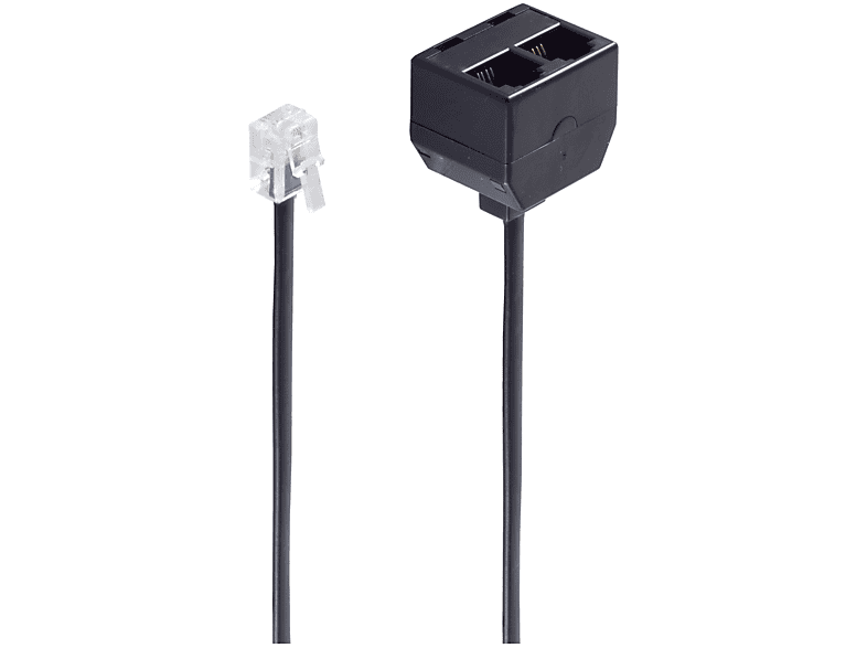 SHIVERPEAKS Western-Stecker Telefonadapter/ 6/4 Stecker 6/4 Western-Buchsen 2 / 0,1m schwarz