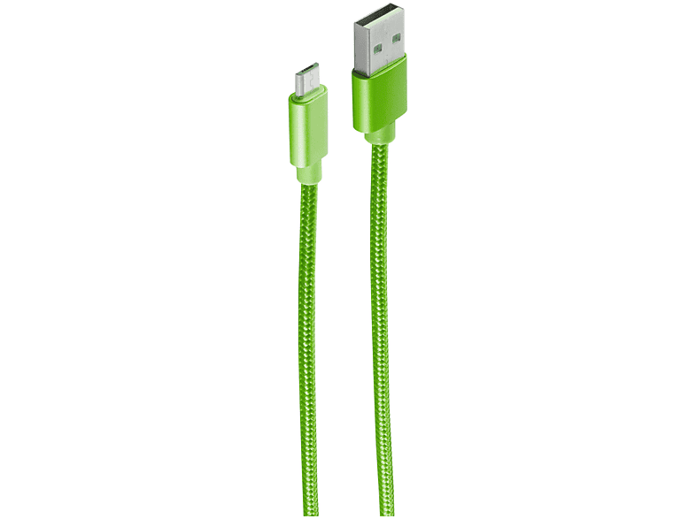 SHIVERPEAKS Lade- und Synckabel USB micro B 1,2m grün A/ Nylon Ladekabel