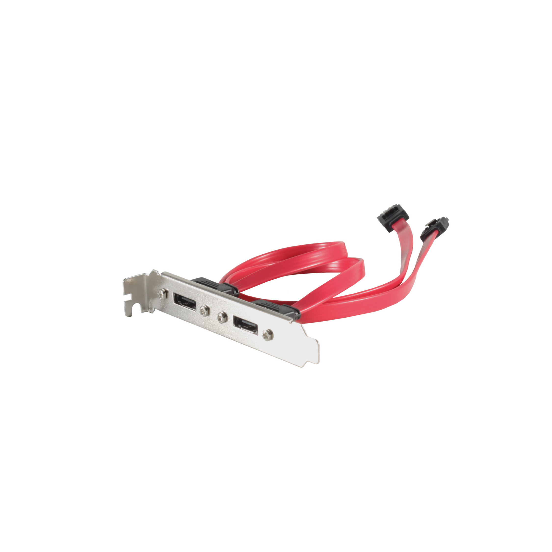 SATA-Datenkabel mit Steckern auf weißem Hintergrund.