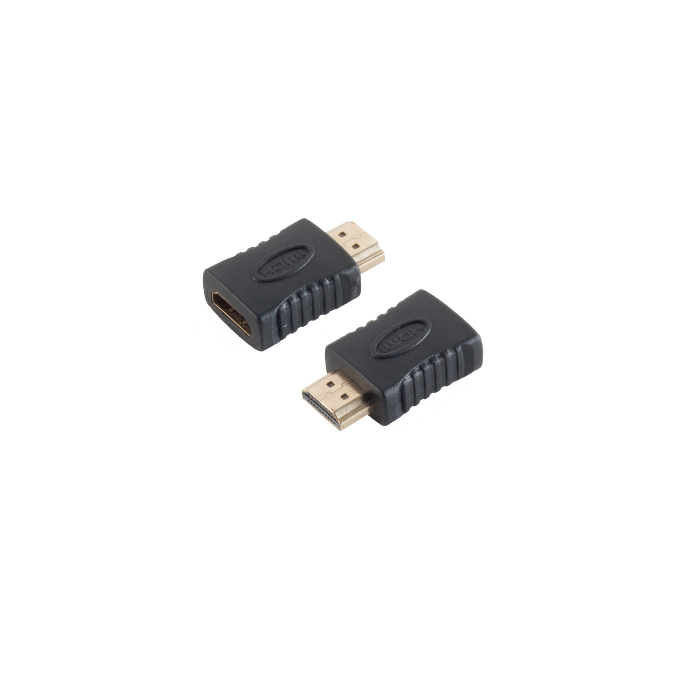 Zwei schwarze HDMI-Adapter auf weißem Hintergrund.