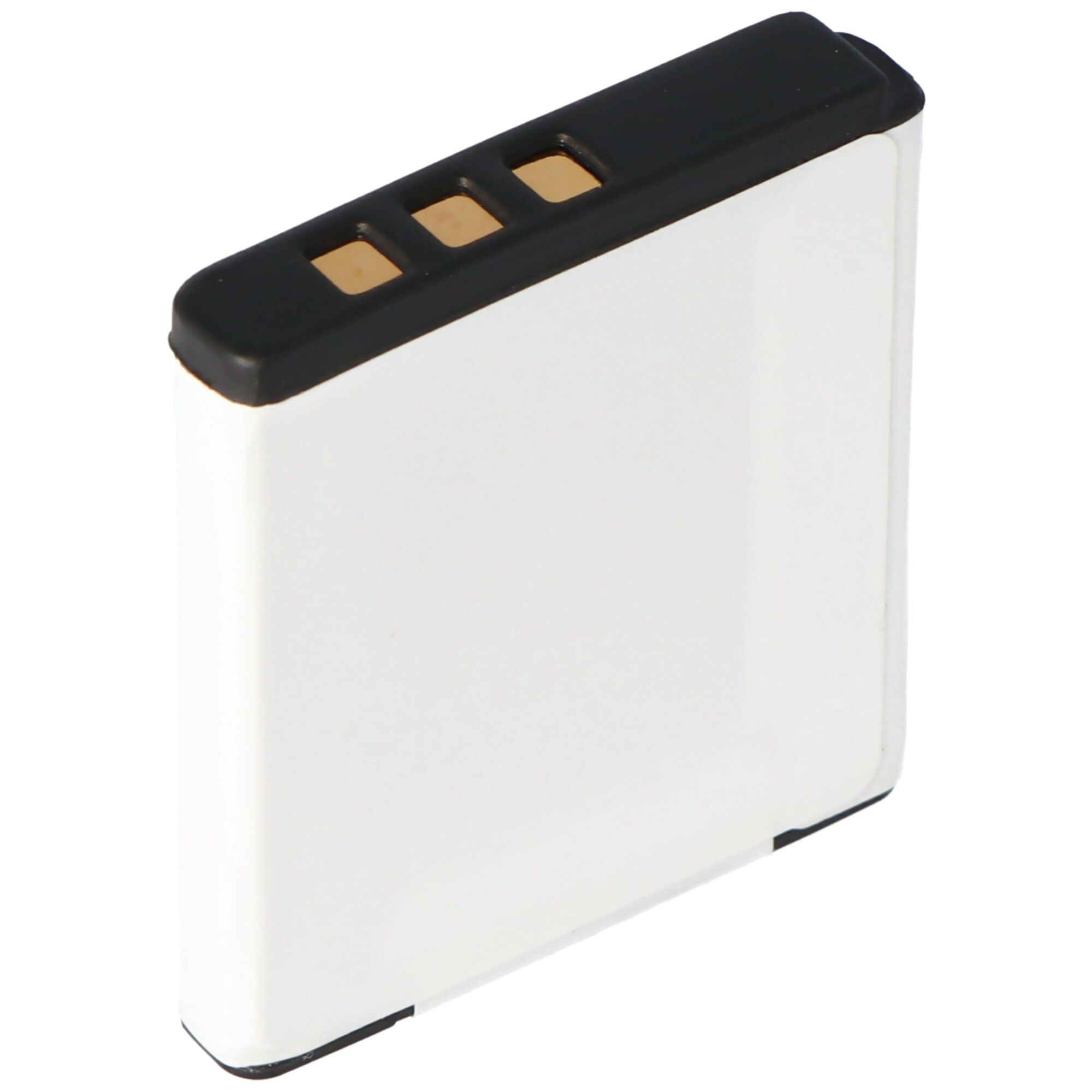 Een witte en zwarte rechthoekige batterij.