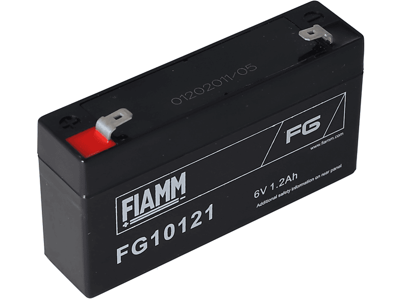 FIAMM Fiamm FG10121 Blei-Gel Akku 6 Volt, 1,2Ah mit 2 Faston Steckkontakten Pb - Blei Bleiakku, 1200 mAh