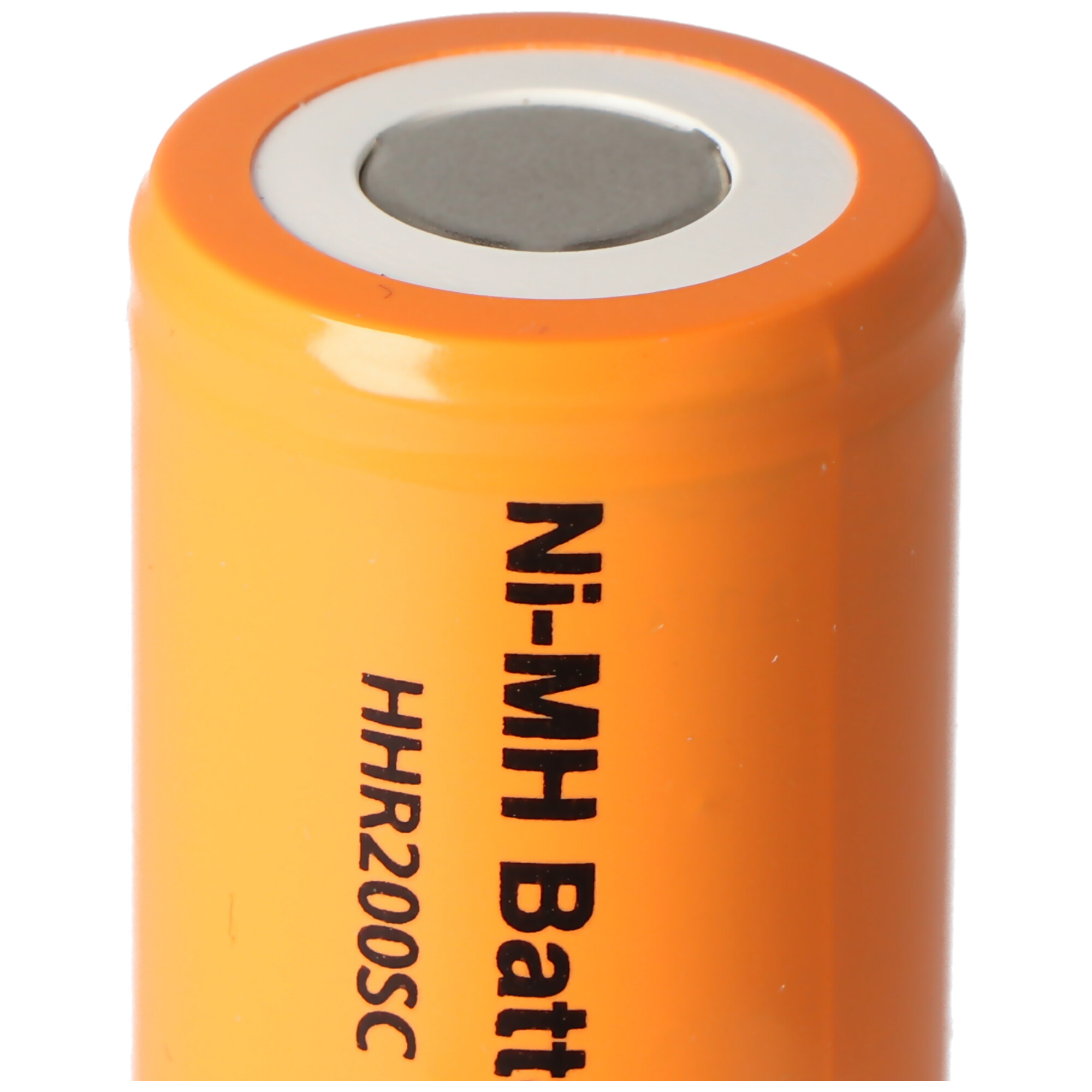 An orange Ni-MH battery with the text 'Ni-MH Batt' and 'HHR200SC'.