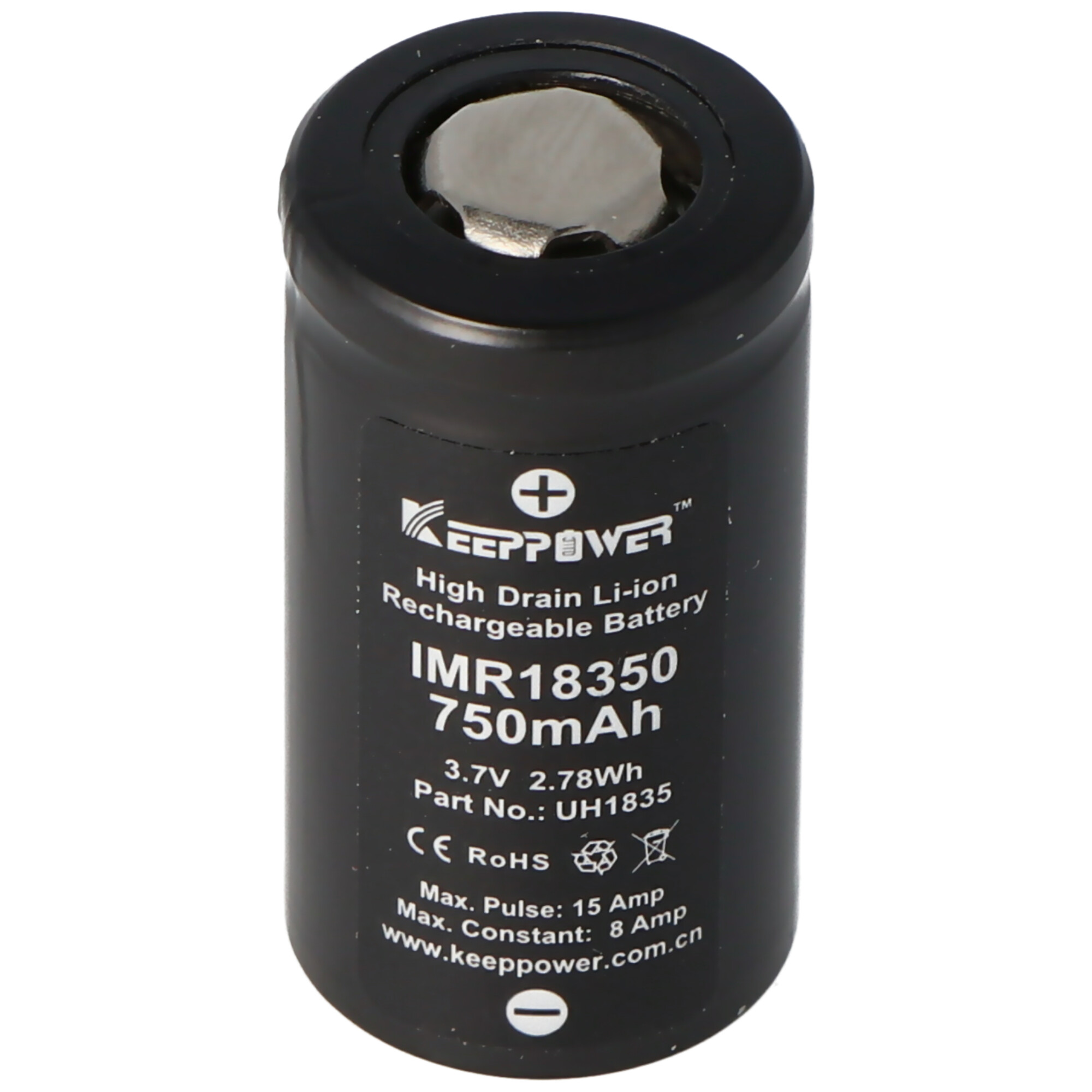 KEEPOWER Keeppower IMR18350 - 750 (8A) 750mAh, Lithium-Ionen Li-Ion - Akku, mAh Li-Ion-Akku 3,7V