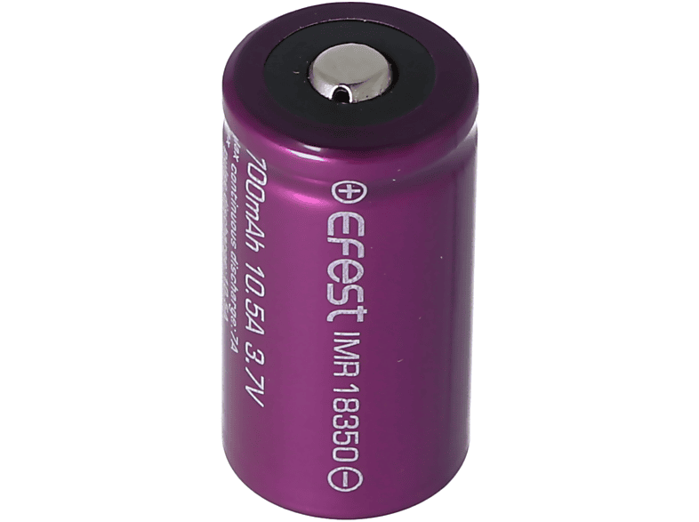 - 3,7V Li-Ion Purple Akku, Lithium-Ionen mAh 700 (Pluspol 700mAh - EFEST IMR18350 Li-Ion-Akku erhöht)
