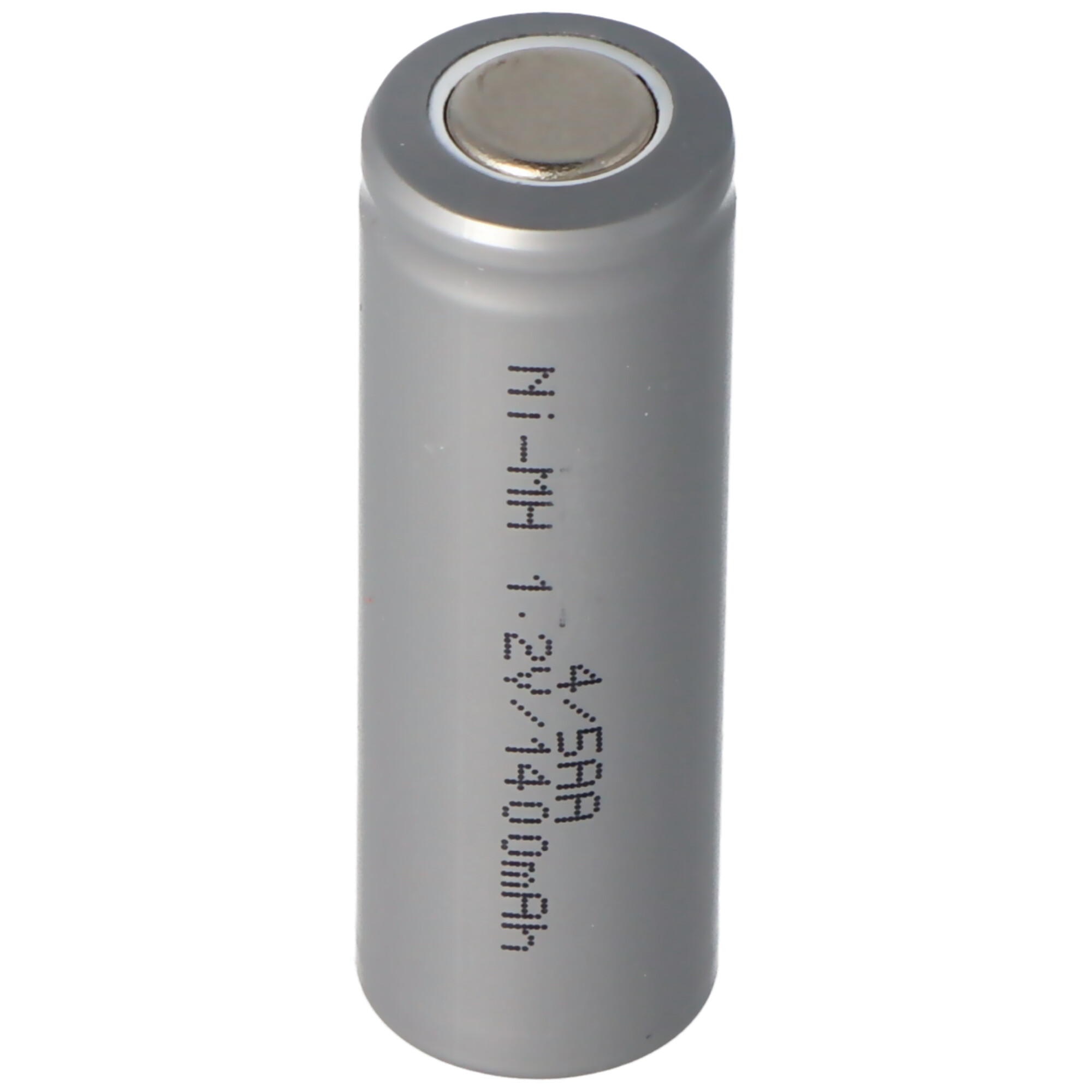 A gray cylindrical battery labeled "Ni-MH". White background.