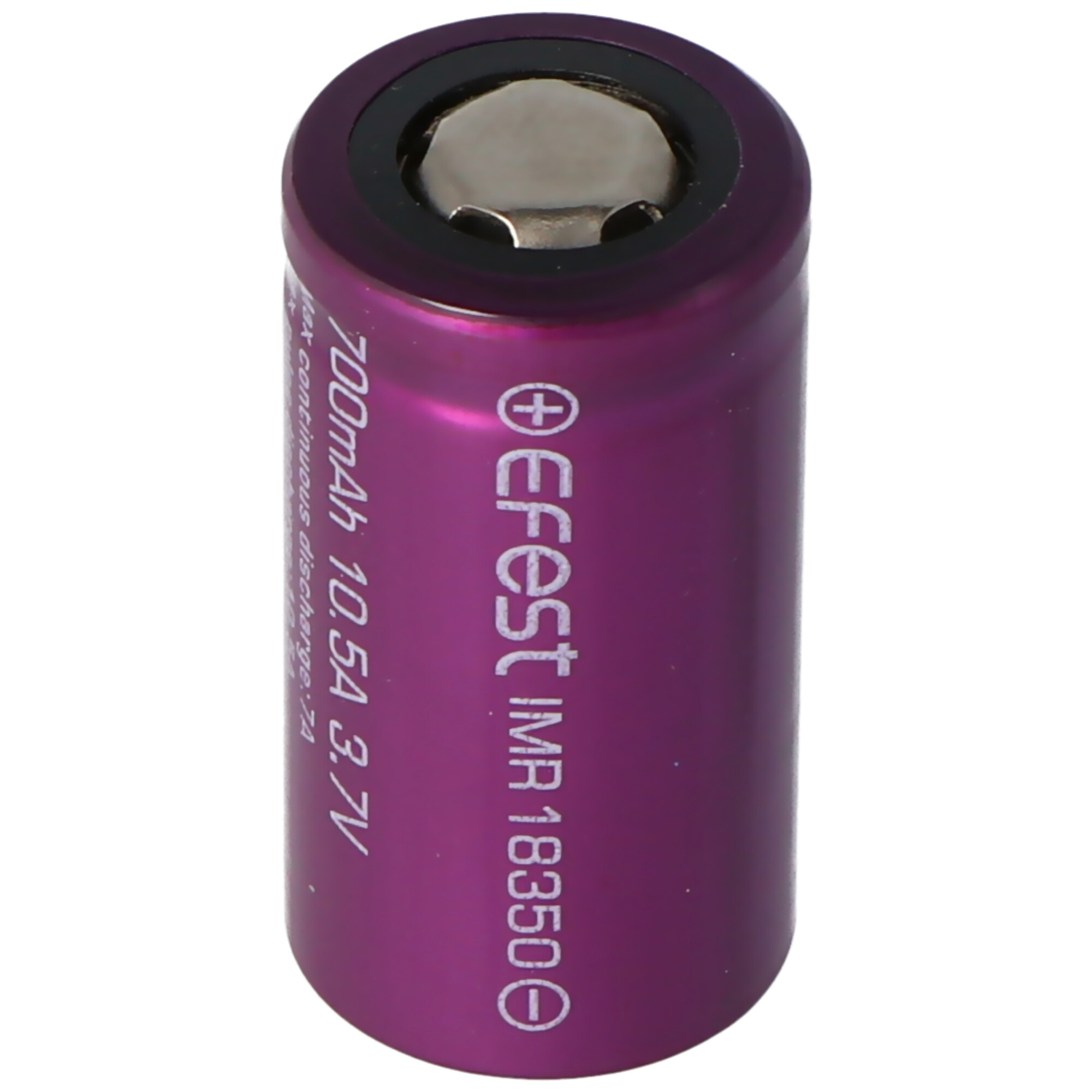 EFEST Purple IMR18350 - 700mAh 700 - mAh (Pluspol 3,7V Akku, flach) Li-Ion Li-Ion-Akku Lithium-Ionen