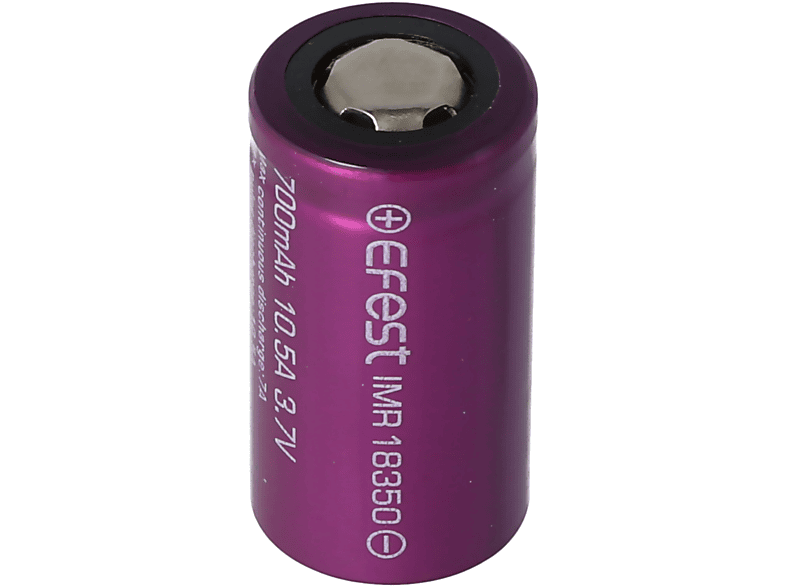 EFEST Purple IMR18350 700 - Akku, Lithium-Ionen 3,7V mAh Li-Ion-Akku flach) 700mAh Li-Ion (Pluspol 