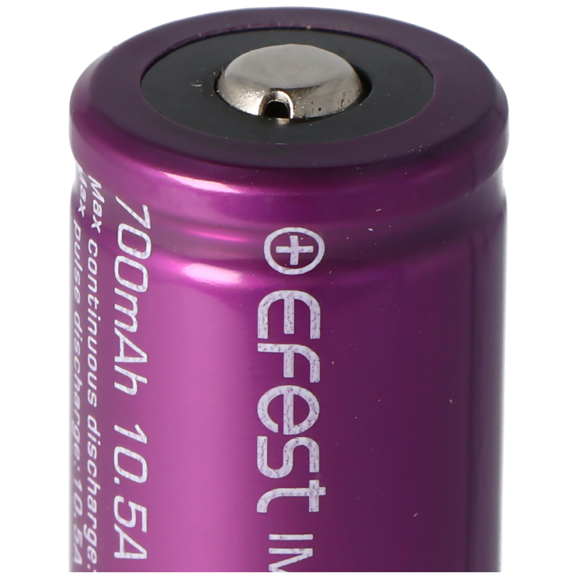 Purple battery cell with text. The background is white, with the text visible.