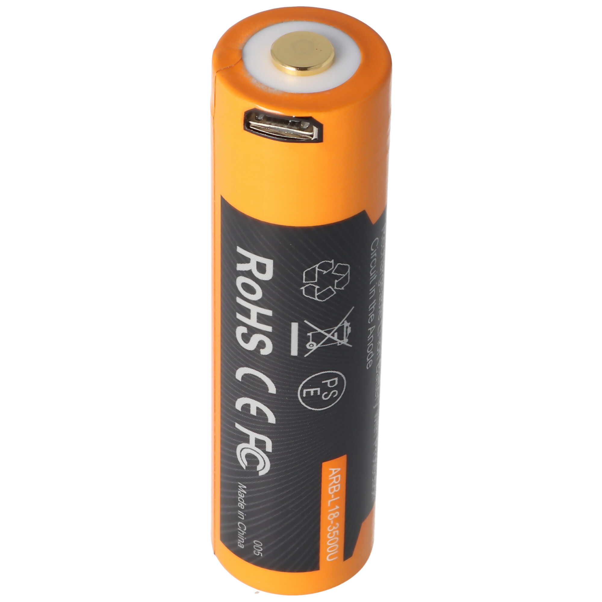 mit USB 400 Li-Ion - mAh Li-Ion AccuSafe mit Lithium-Ionen 3500mAh 70x18,6mm, Akku 18650, ACCUCELL geschützt Ladefunktion, Akku,