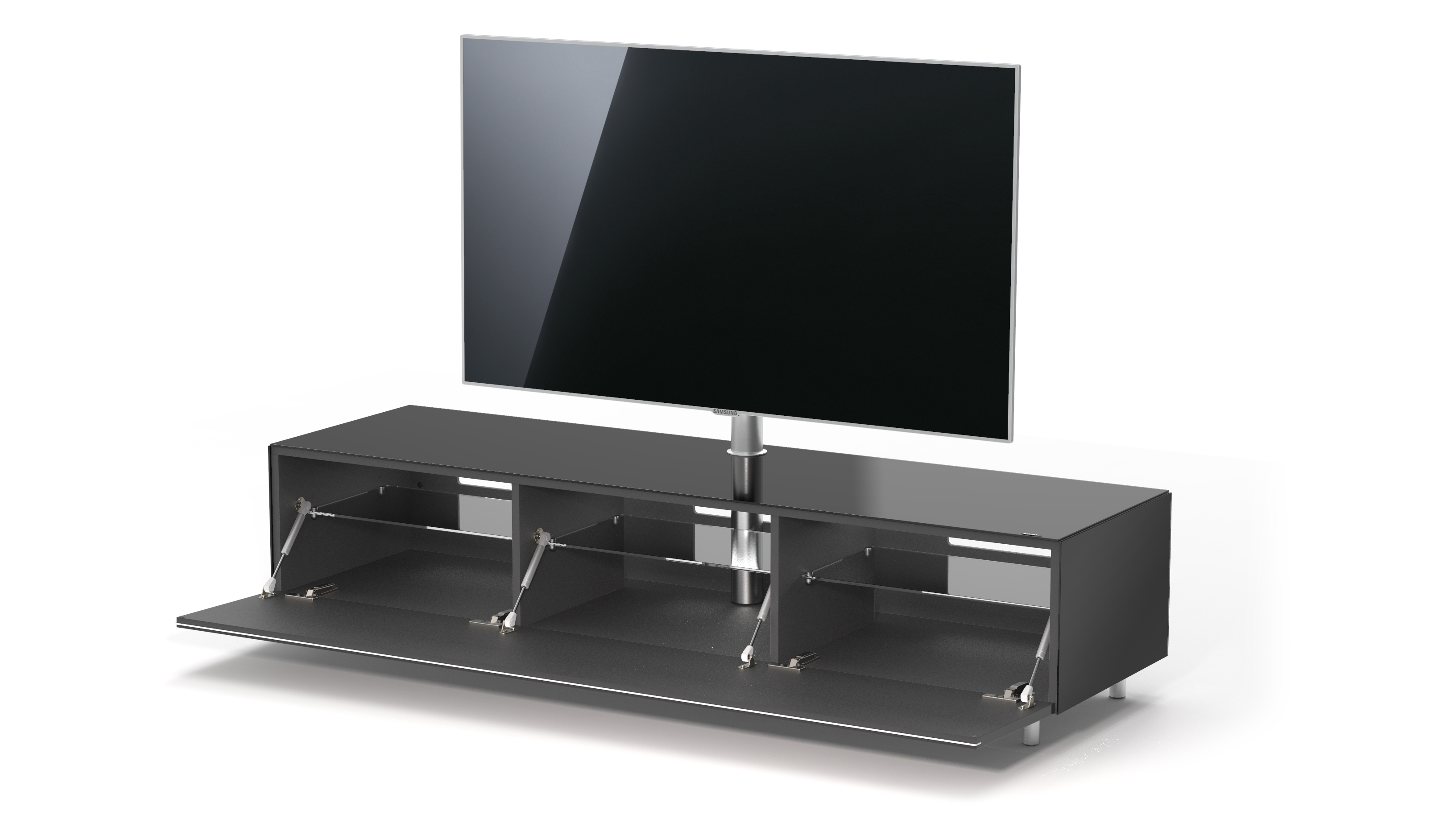 JUST BY SPECTRAL TV-Lowboard JRL 165cm. Black. VESA600. Breite Schublade und TV-Halterung mit 1650T TV-Lowboard