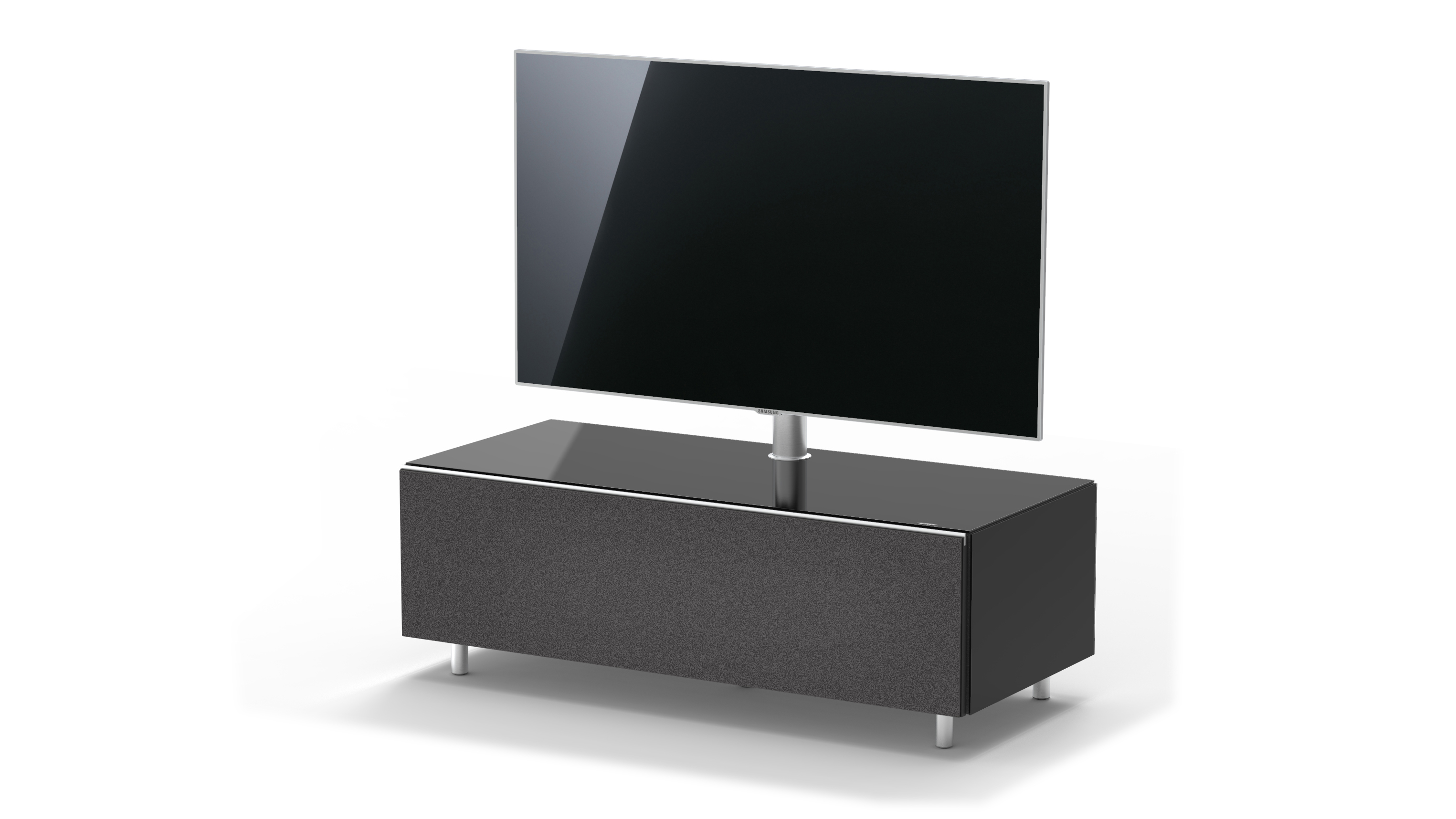 TV-Soundbar-Lowboard mit SPECTRAL 111cm. TV-Halterung JUST Breite TV-Soundbar-Lowboard Black. BY VESA400. 1104T. JRL