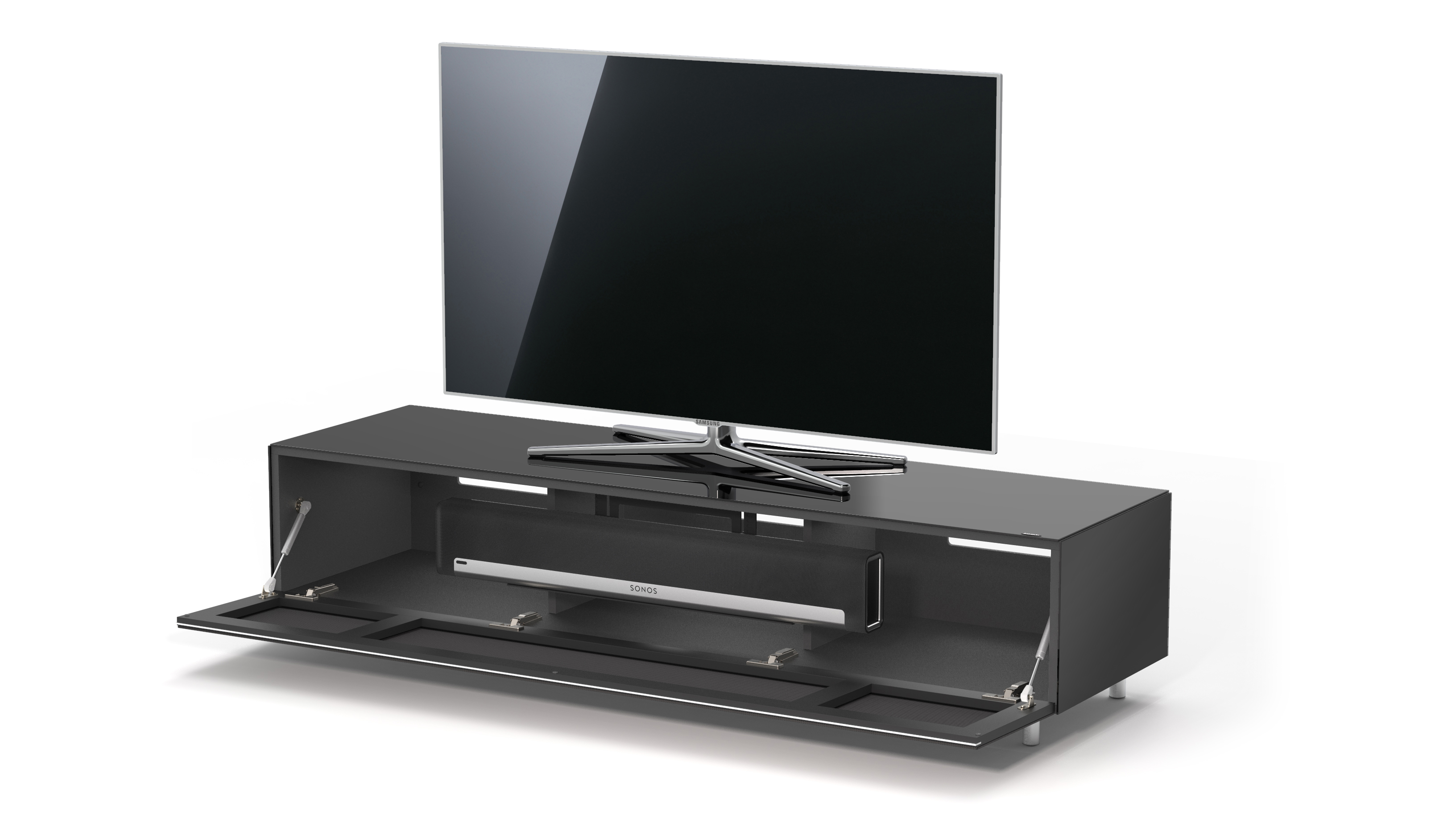 SPECTRAL VESA400. mit TV-Soundbar-Lowboard Black. Breite BY 1654T. Soundbar-Ablage JRL 165cm. JUST und TV-Halterung TV-Soundbar-Lowboard