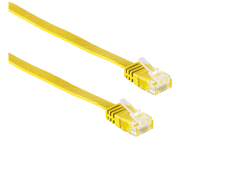 KABELBUDE Patchkabel-Flachkabel U/UTP cat. 6 slim gelb 2m, Patchkabel RJ45, 2 m