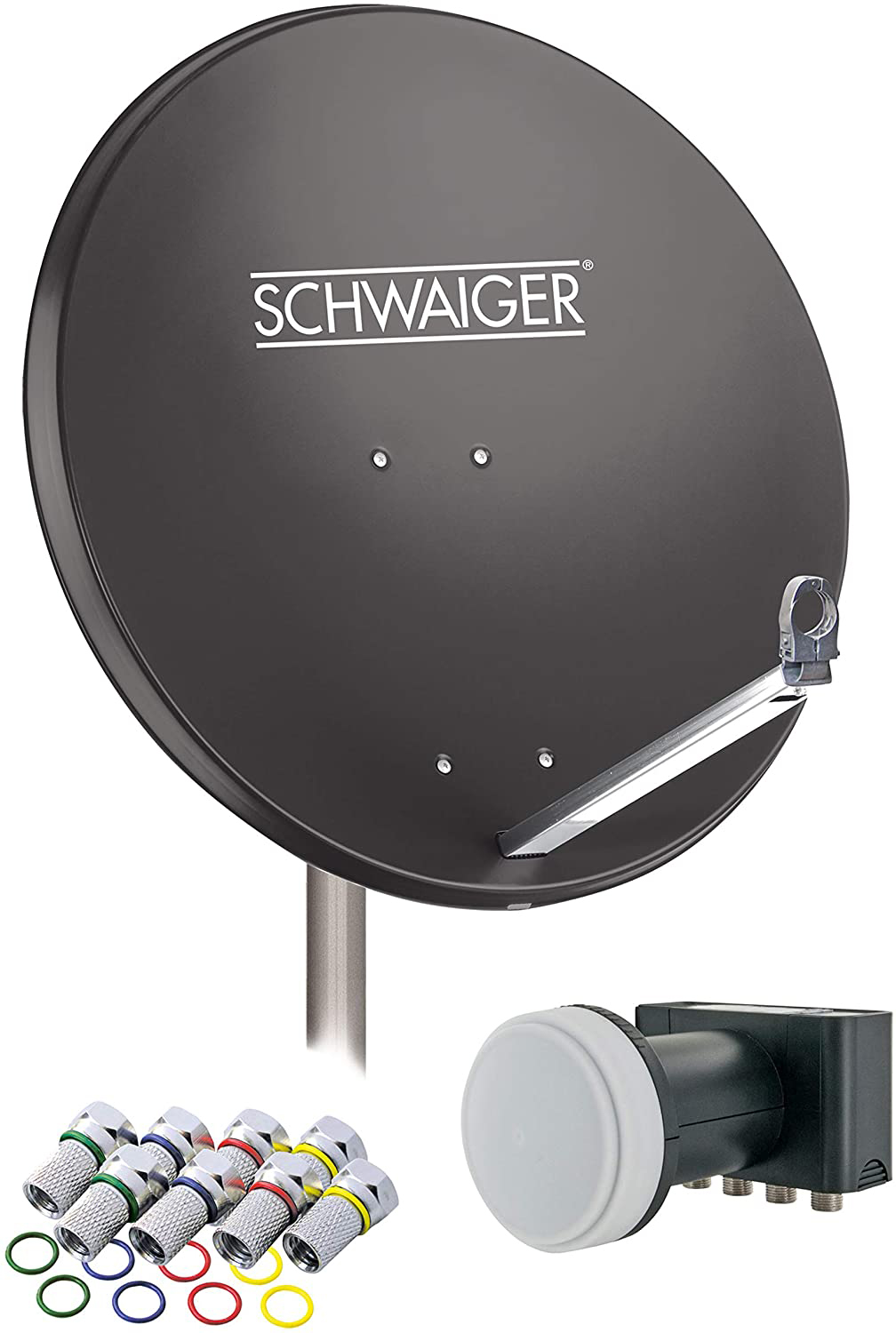 SCHWAIGER -714548- SAT Anlage aus (80 cm, Aluminium LNB) Quad