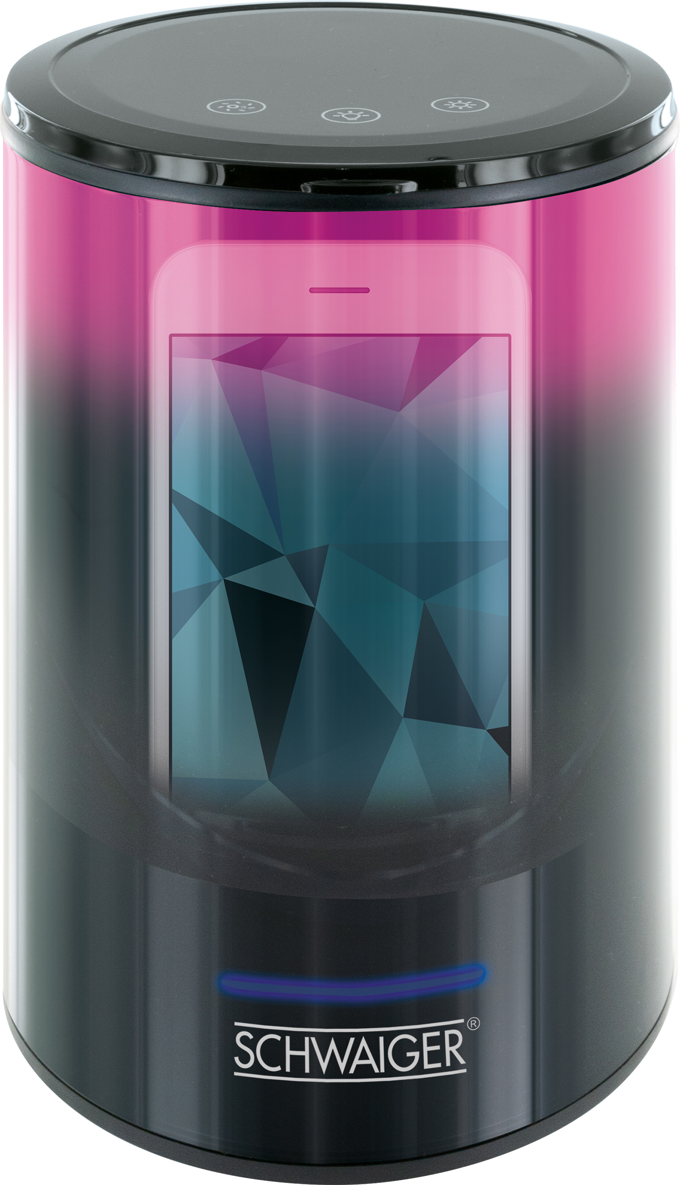Schwarz-rosa Telefonladegerät mit Telefon im Inneren, Marke SCHWAIGER.