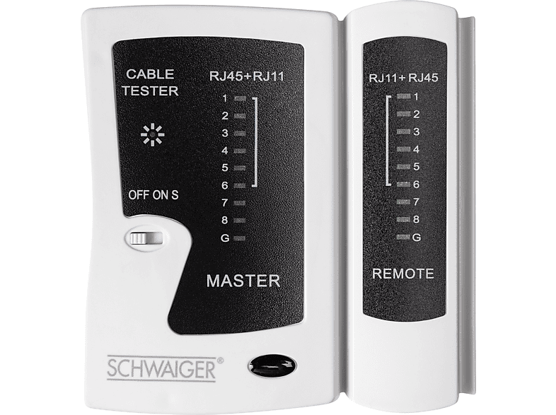 SCHWAIGER NWM1 531 Netzwerkkabel-Tester - Professioneller Kabeltester Für RJ45 & RJ11