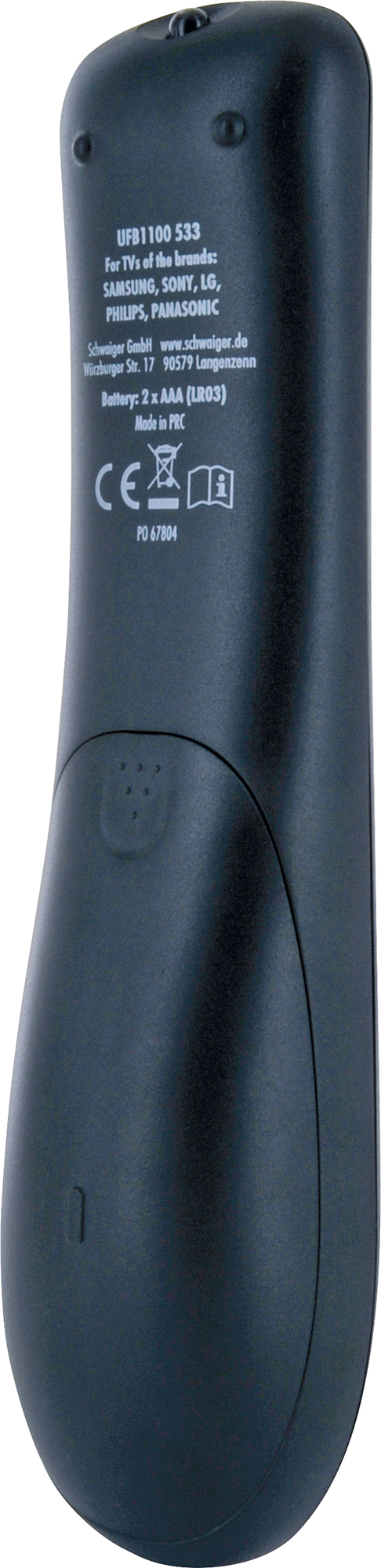 Czarny pilot z tekstem na plecach, zakrzywiony design.