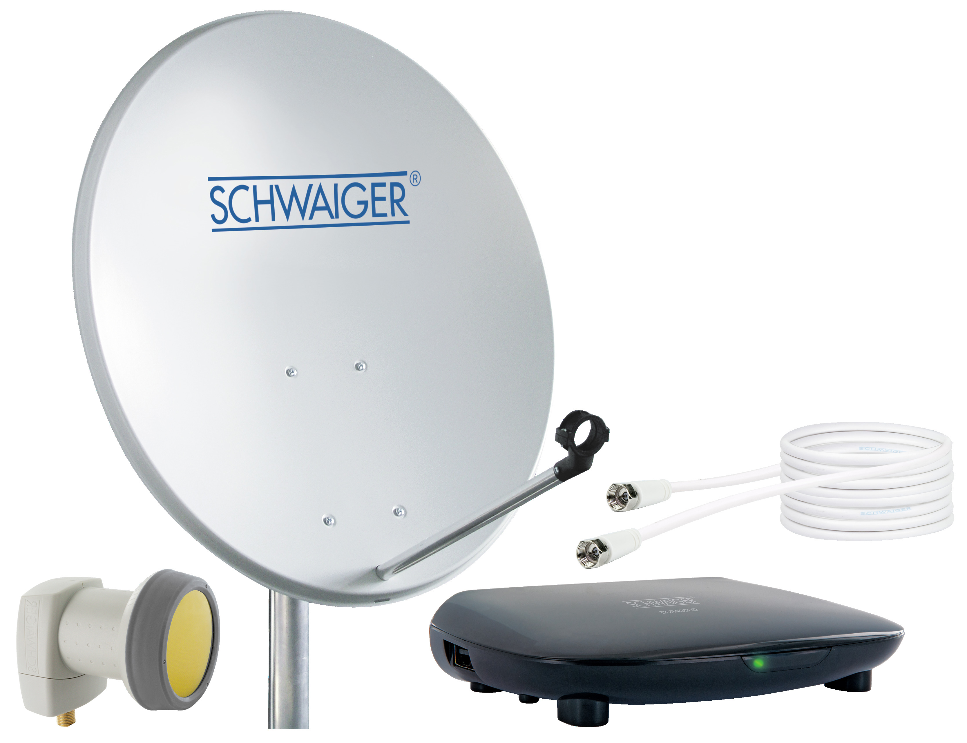 LNB) SCHWAIGER (55 Anlage cm, Single Satelliten -719758- SAT Set,