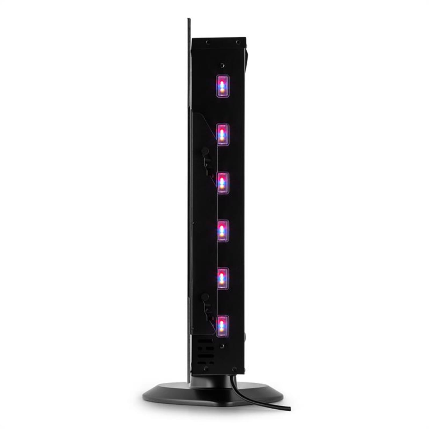 Schwarzes vertikales LED-Lichtpanel mit mehrfarbigen Lichtern.