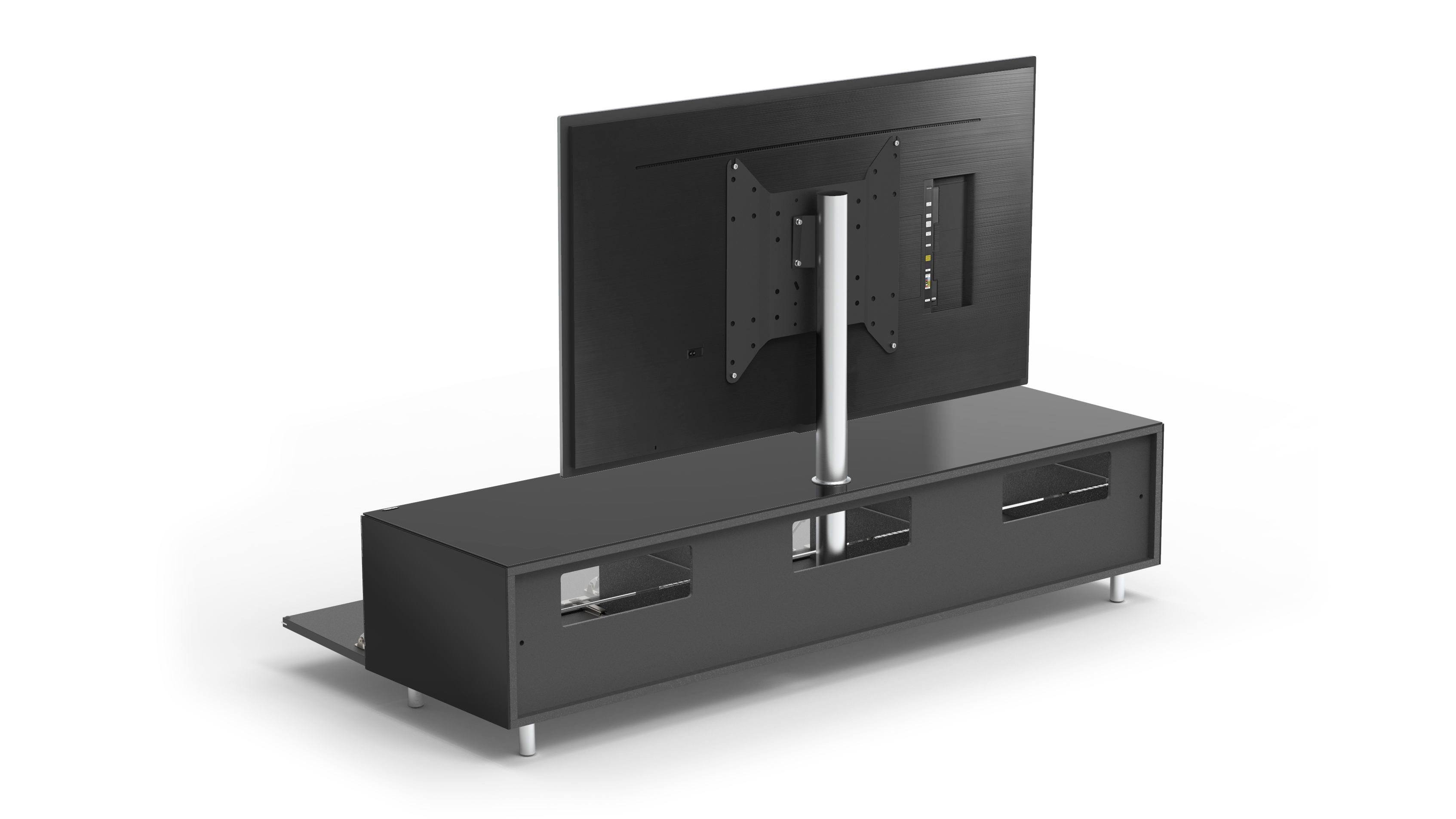 SPECTRAL JUST TV-Lowboard VESA400. Black. TV-Lowboard BY Breite 1650T JRL mit TV-Halterung 165cm.