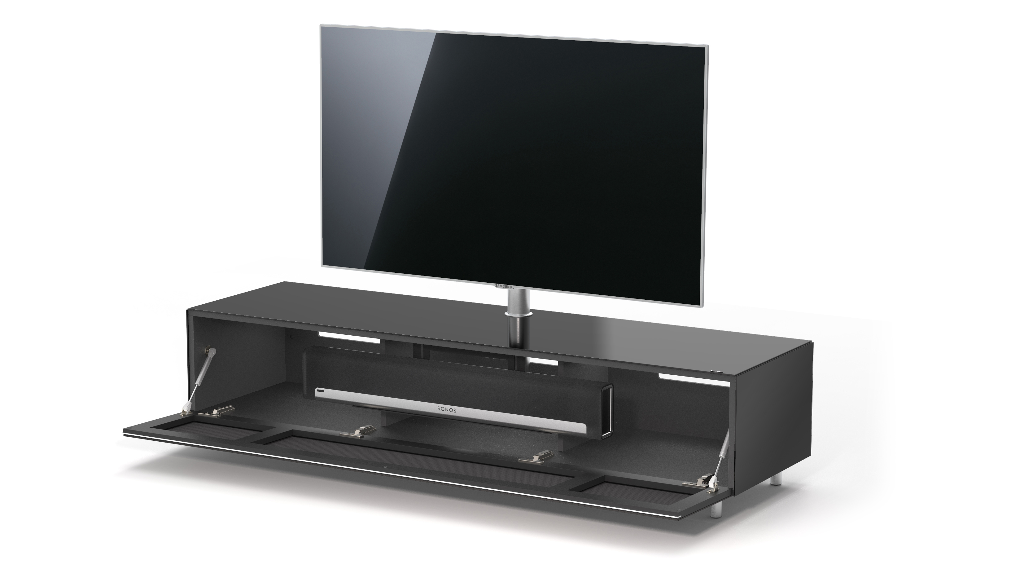 TV-Soundbar-Lowboard TV-Soundbar-Lowboard 1654T. Black. und TV-Halterung mit 165cm. VESA600. SPECTRAL JRL Breite JUST Soundbar-Ablage BY