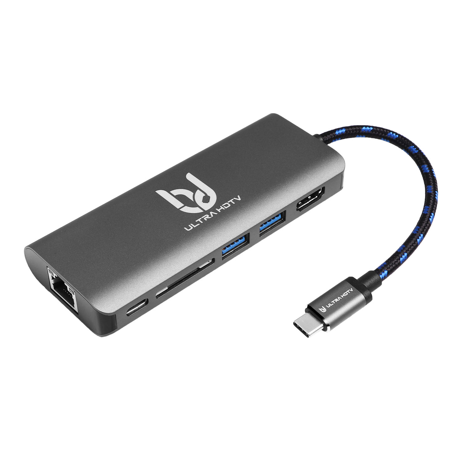 ULTRA HDTV USB-C edler Multifunktions-Hub - Hub, Datenhub USB-C Grau Typ-C