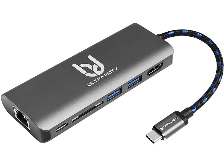 Multifunktions-Hub edler USB-C - HDTV Datenhub ULTRA Grau USB-C Typ-C Hub,